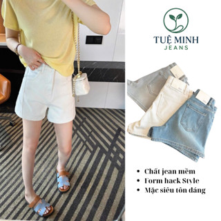 Quần short jean nữ cạp cao form chữ A - giấu đùi, tôn dáng Tuệ Minh Jean TL004