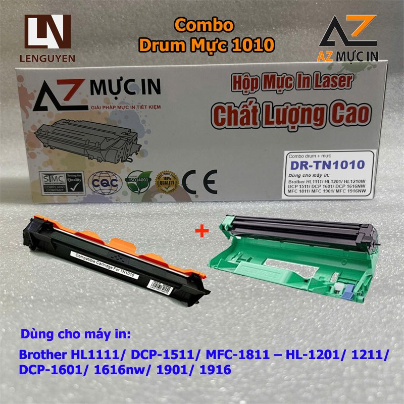 Combo drum DR1010 + Mực TN1010 AZ cho máy in Brother HL-1111/ 1201 DCP-1511 1616 MFC-1811 1901 1916