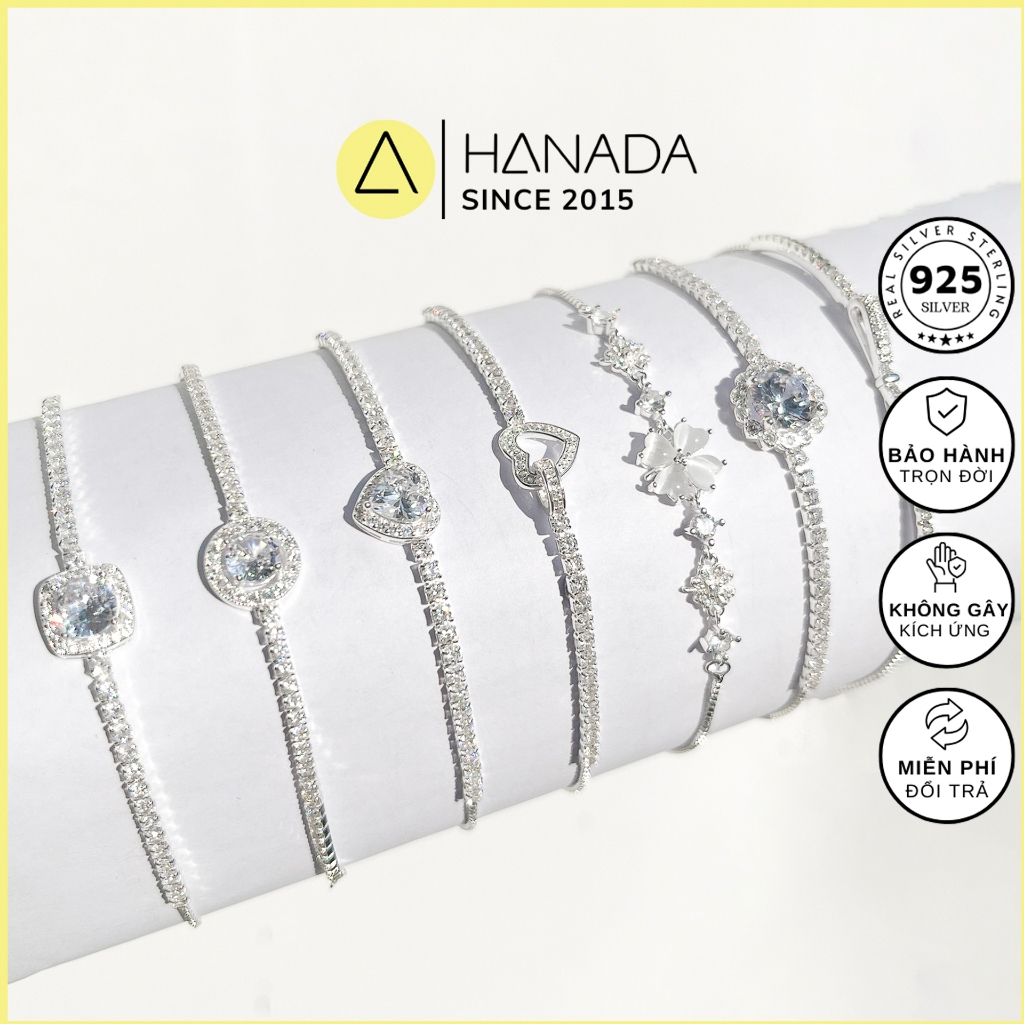 [BH TRỌN ĐỜI]Lắc Tay BẠC 925 Dây Rút Đính Đá Tùy Chỉnh Đính Đá, Vòng Tay Qùa Tặng Bạn Gái, Bạn Thân, HANADA