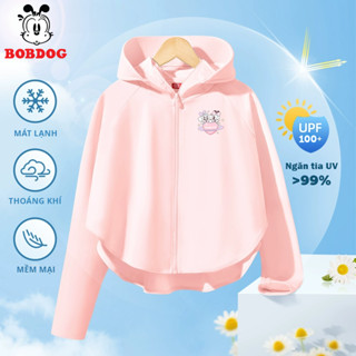 Áo khoác chống nắng cho bé gái Bobdog,áo nắng vải lạnh thoáng mát cản tia UV in hình chó cute cho bé