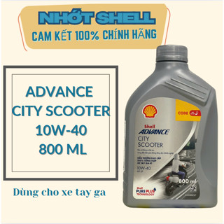 Dầu nhớt xe tay ga Shell Advance City Scooter 10W40 0.8L - NHẬP KHẨU THÁI LAN giảm nhiệt động cơ đô thị