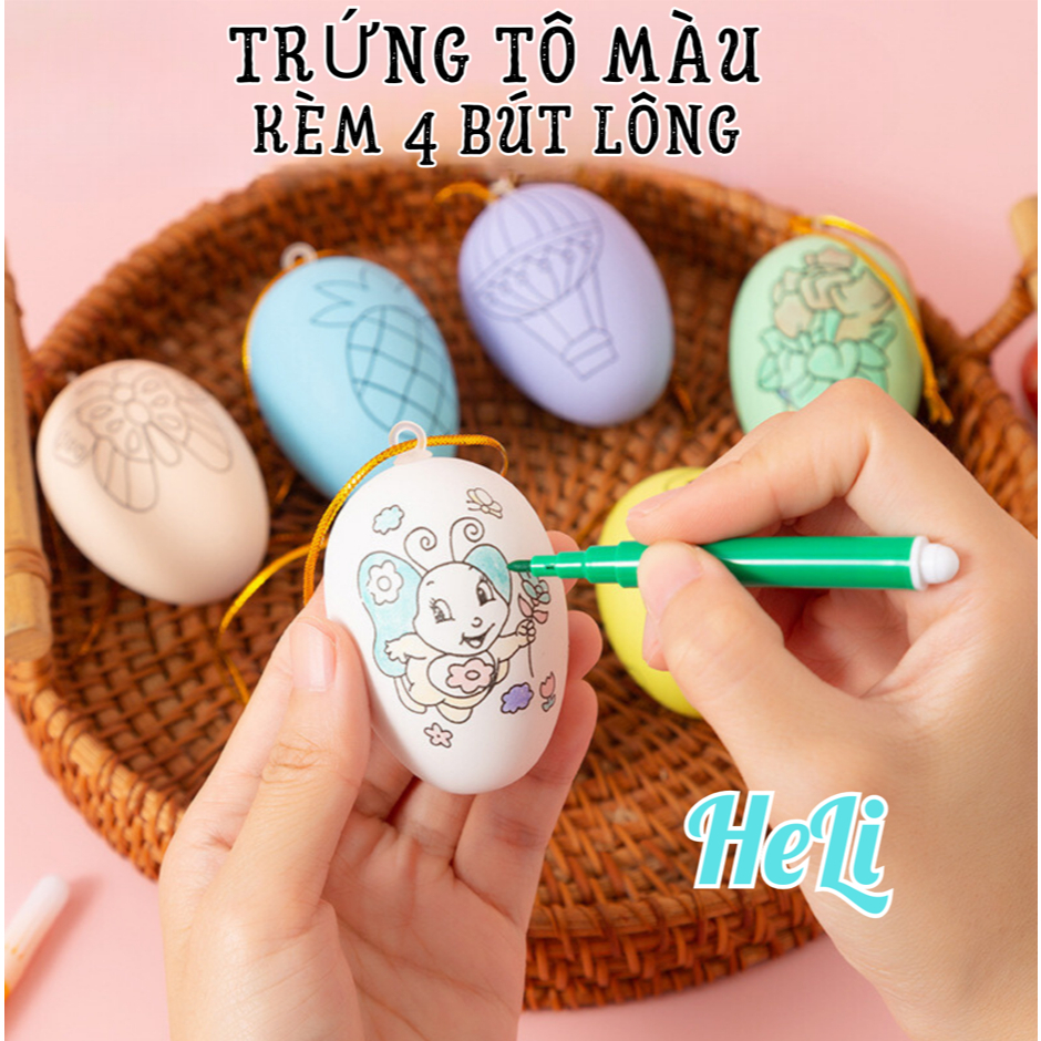 COMBO 5/10 TRỨNG TÔ MÀU CHO BÉ SÁNG TẠO+ TẶNG BÚT LÔNG TÔ MÀU (GIAO NGẪU NHIÊN)