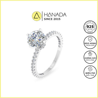 Nhẫn Bạc 925 Hanada Đá Cao 6.5MM Nổi Bật Đính Đá 6A Cao Cấp Sweety Ring, Nhẫn đi tiệc, Qùa Tặng 2572
