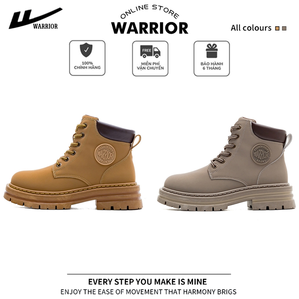 Giày Boots Martin cổ cao chính hãng Warrior phong cách bụi bặm - chất liệu da mềm đế TPR siêu bền độ đàn hồi cao - W038