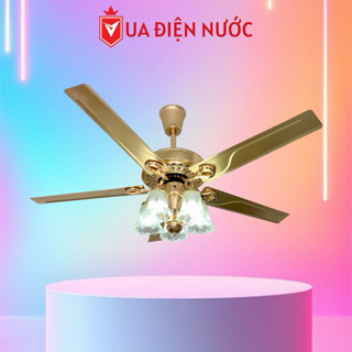 Quạt trần đèn HÀNG LOẠI 1, LÕI ĐỒNG [TẶNG BÓNG ĐỔI MÀU], 5 cánh hợp kim, 5 đèn, Có Điều Khiển