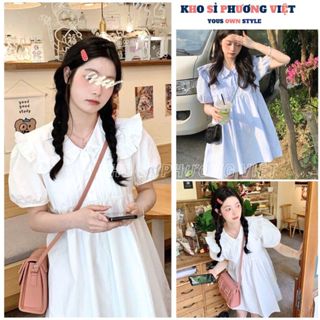  Váy babydoll cổ bèo ly tay bồng dáng ngắn siêu xinh Đầm tiểu thư hàn quốc ulzzang - KHOSI 