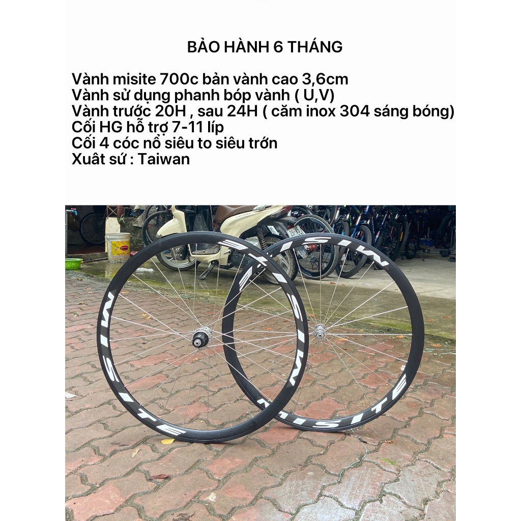 Bộ vành đan sẵn xe đạp đua road,touring cao cấp . Vành xe đạp 700c sử dụng líp thả phanh bóp vành ( 