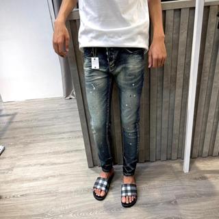  Quần jean xanh PP xước nhẹ mác lụa vẩy sơn  QTV phong cách BOY PHỐ dành cho nam 