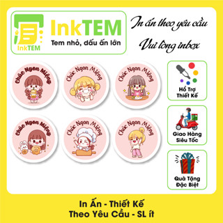 [Sẳn] 100 Tem Nhãn Dán Giấy Decan InkTEM Dán Chúc Ngon Miệng Kích Thước: 3cm