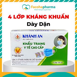 Khẩu trang y tế 4 lớp kháng khuẩn cao cấp Hộp 50 cái Khánh An