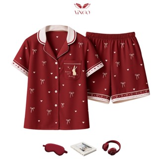 Pijama nữ đồ bộ mặc nhà VINGO tay cộc mùa hè H1361 VNGO
