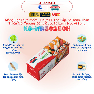 [HỎA TỐC] Màng bọc thực phẩm SUNHOUSE Horeca KS-WR30250H 30cm x 250m - Nhựa PE cao cấp, an toàn