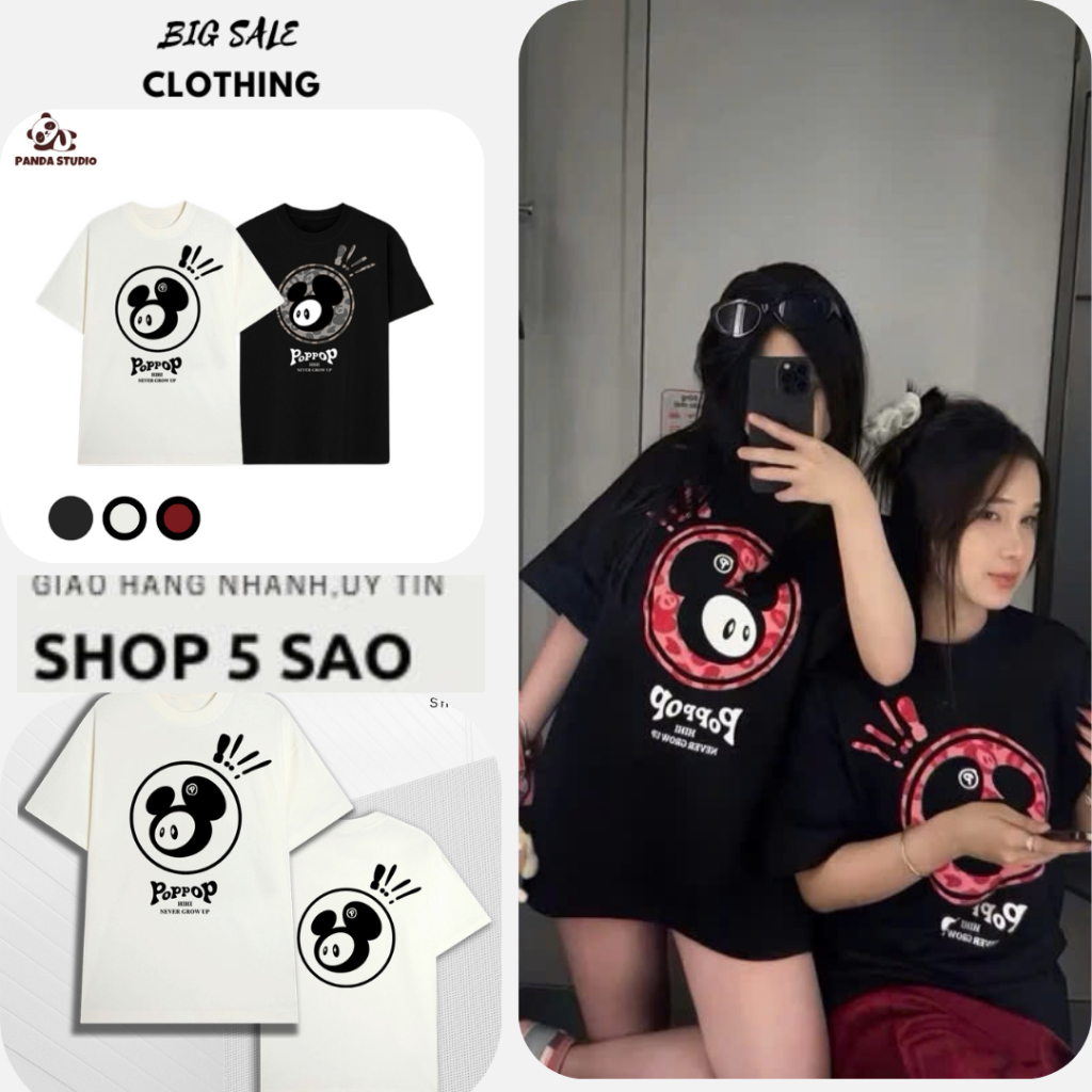 Áo Thun In Hình BOXY PopPop Mascot Cotton Cổ Tròn Tay Ngắn  - Áo Phông Nam Nữ  Big Boxy Hottrend 202