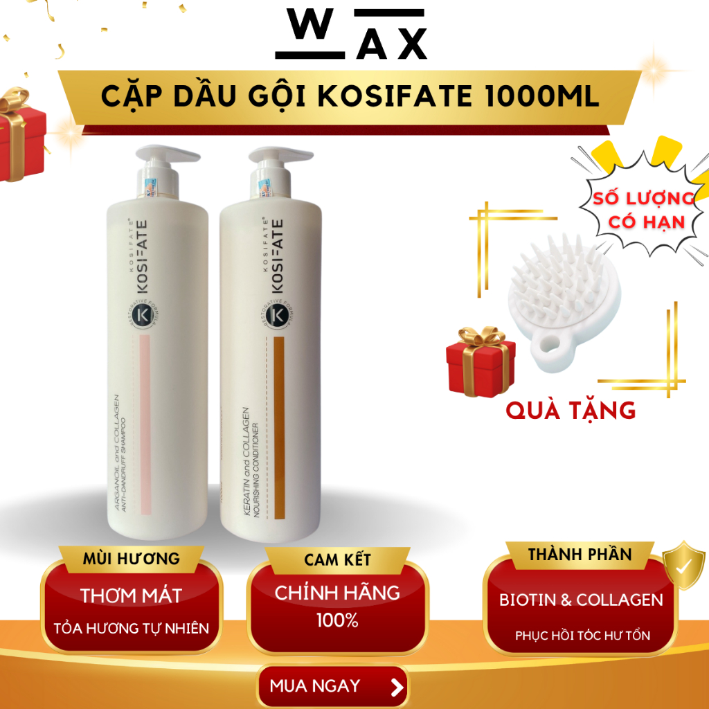  Dầu Cặp Dầu Gội Xả Dưỡng Sinh KOSIFATE Phục Hồi Đa Tầng Tóc Hư Tổn Sạch Gầu 