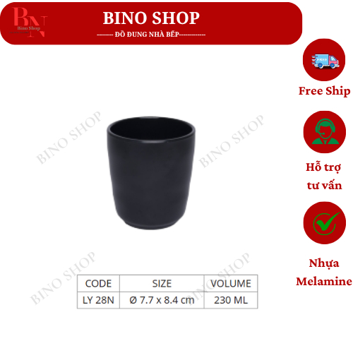 Combo 3 Ly Nhựa Melamine Nhám Đen (LY28N)