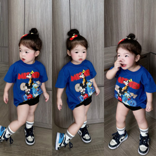 Set áo donal ft mickey + quần legging bé gái , bộ áo phông quần cộc mùa hè , kid genz