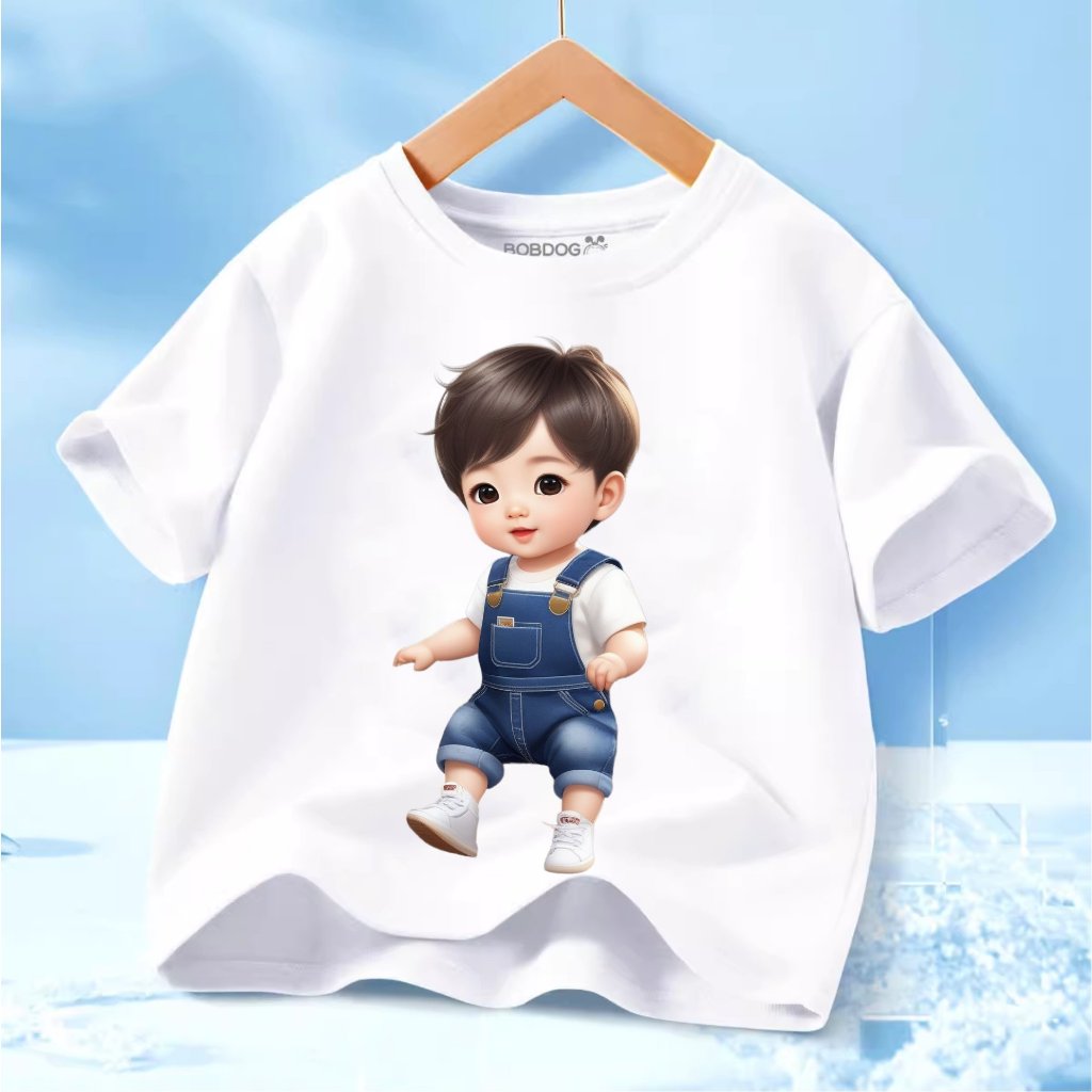Áo thun cho bé trai MÀU TRẮNG chất cotton mịn mát đủ size từ 5-90kg-Đồng Phục Gia Linh
