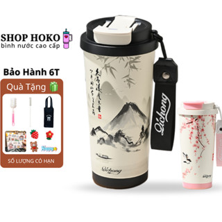 Ly giữ nhiệt coffee cup inox 316 lót sứ cao cấp 520ml cốc giữ nhiệt ShopHoKo lọc trà ống hút