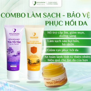  Combo dưỡng da sáng - Khỏe - Làm sạch - Không rạn - Sữa rửa mặt tía tô - Kem chống nắng - Kem rạn 