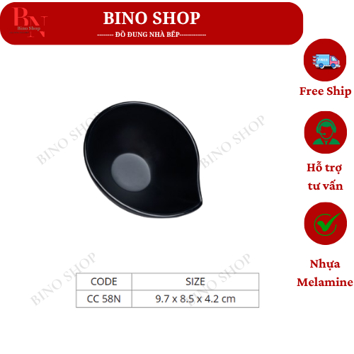 Combo 2 Chén Chấm Nhựa Melamine Đen Nhám-CC58N