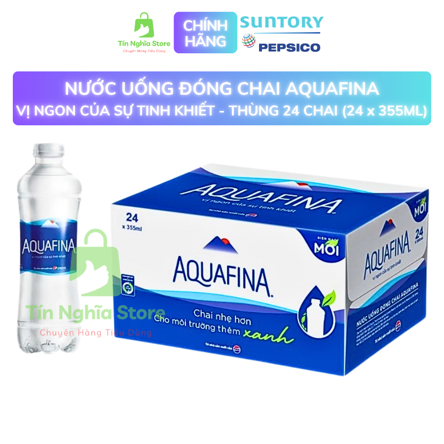 Nước Uống Tinh Khiết Aquafina - Thùng 24 Chai x 355ML