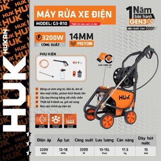 Máy rửa xe cao áp HUKAN G3-R10, 3200W, 180bar, 15 lít 1 phút, Piston 14mm Có chỉnh áp