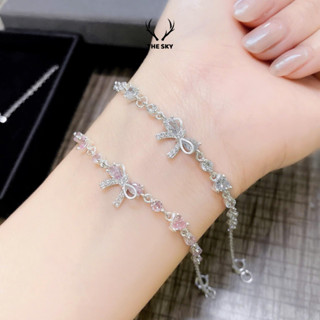  Lắc Tay Nữ THE SKY Hình Nơ Đính Đá Lấp Lánh - Vòng Tay Dây Mảnh Thanh Lịch Phong Cách Hàn Quốc TSLT045 