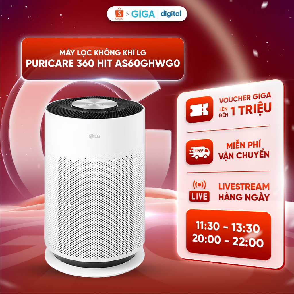 Máy lọc không khí LG Puricare 360 Hit AS60GHWG0/ AS60GHHG0/ AS35GGW10 bản Quốc tế - Màu trắng - Công