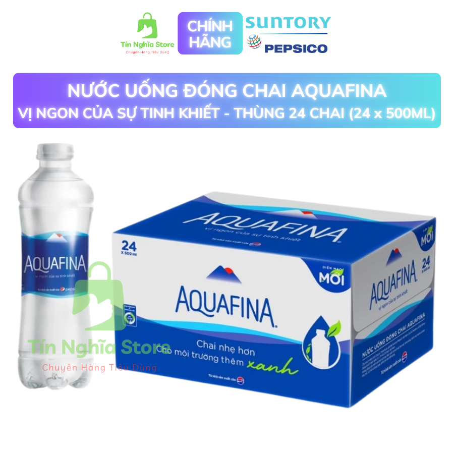 Nước Uống Tinh Khiết Aquafina - Thùng 24 Chai x 500ML
