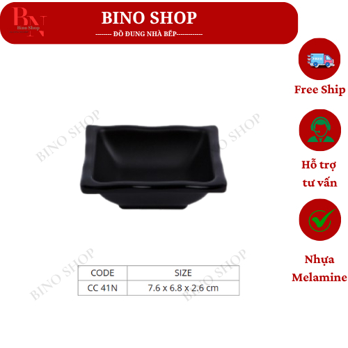 combo 5 Chén Nước Chấm Vuông Melamine Màu Đen– Fataco
