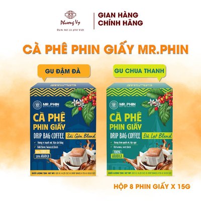 Cà Phê Phin Giấy Mr. Phin hộp 8 phin tiện lợi, thích hợp cho văn phòng, du lịch, Phương Vy Coffee
