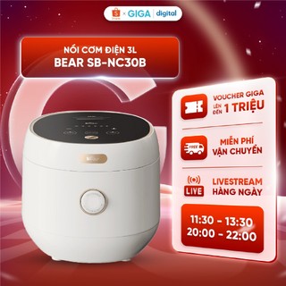  Nồi Cơm Điện 3L Bear SB-NC30B - 600W - 6 chức năng nấu đa dạng - Bảng điều khiển tiếng Việt - Dễ sử dụng 