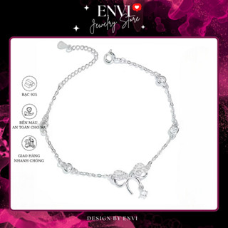Lắc tay bạc nữ ENVI vòng Nơ đính đá giọt nước xinh xắn cá tính ENVI L8012