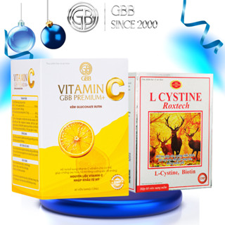 Combo L cystine và Vitamin C hỗ trợ mọc tóc, sáng da, giảm sạm nám (1H Lcystine 60v; 1H Vit C 60v)