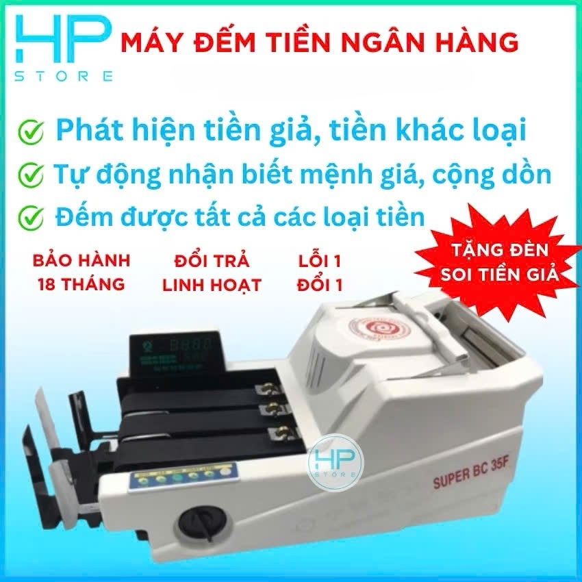 Máy đếm tiền ngân hàng XD BC 35F, phát hiện tiền khác loại, tiền giả siêu chuẩn, BH 18tháng