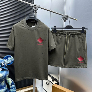 Đồ bộ quần áo nam mùa hè PB cotton thêu logo lá phong đỏ phối in chữ vảy sơn sau lưng boy phố BH288P