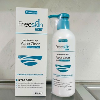  Gel tắm ngừa mụn Novocare - Freeskin Forte dùng cho mụn cơ thể viêm nang lông 250ml 