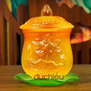 [ Hàng tinh sảo ] Chung nước có nắp hoa sen lưu ly để bàn thờ cúng Phật, Bồ Tát, Thần Tài, Thổ Địa I Cửa hàng Đức Hiếu