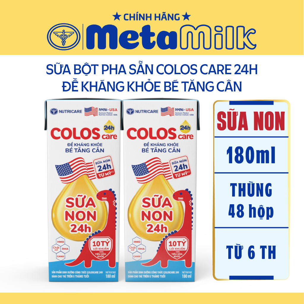 Thùng sữa pha sẵn ColosCare 24h Nutricare giúp bé tăng cường miễn dịch (180ml x 48 hộp)