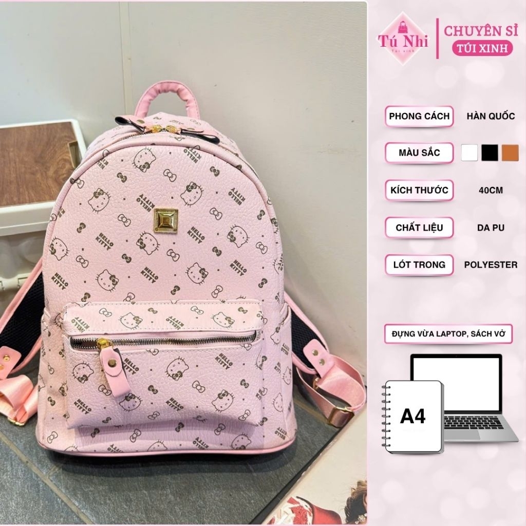 Balo học sinh gấu hello kitty quai to đệm êm size 40 đựng vừa A4 laptop