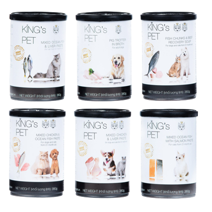  COMBO 5 LON PATE KING PET CHO CHÓ MÈO 380G TỪ 1 THÁNG TUỔI 