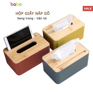 Hộp Đựng Khăn Giấy Nắp Gỗ Babo Cao Cấp – Sang Trọng, Đa Năng Cho Phòng Khách, Bàn Ăn, Bàn Làm Việc TB28