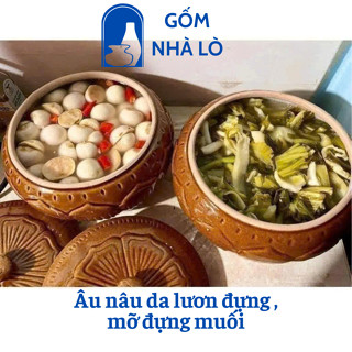  Âu Đựng Mỡ Đựng Mẻ Âu Hũ Muối Dưa Phạng Liễn Mỡ Muối Mầu Da Lươn Sành Sứ Gốm Sứ Gốm Nhà Lò 
