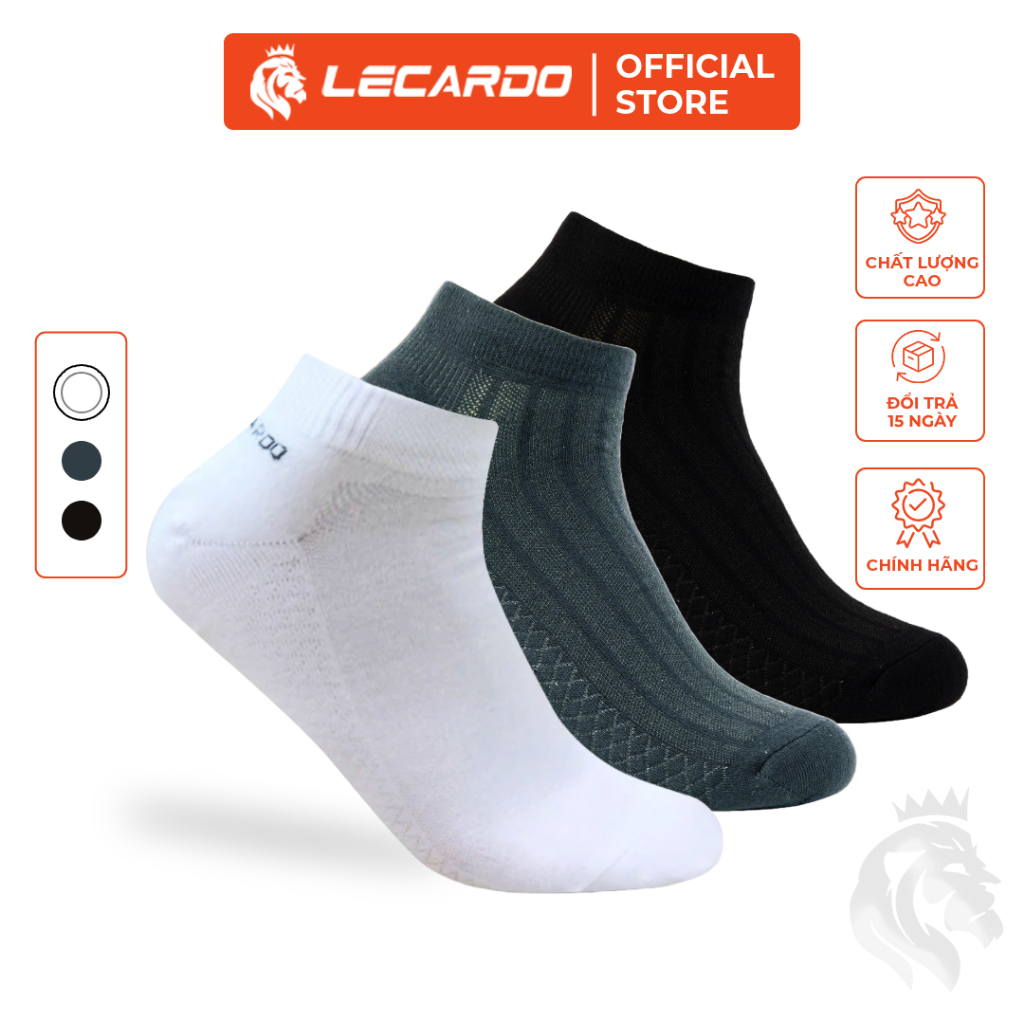 Tất Nam Cổ Ngắn Sợi Tre Kháng Khuẩn Khử Mùi LECARDO, Vớ Nam Bamboo LS04