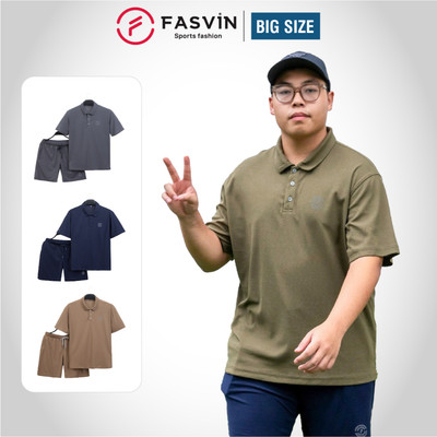 Bộ Polo Nam Big Size 80 đến 140 kg FASVIN AB25207 vải thun mềm mại thoáng mát