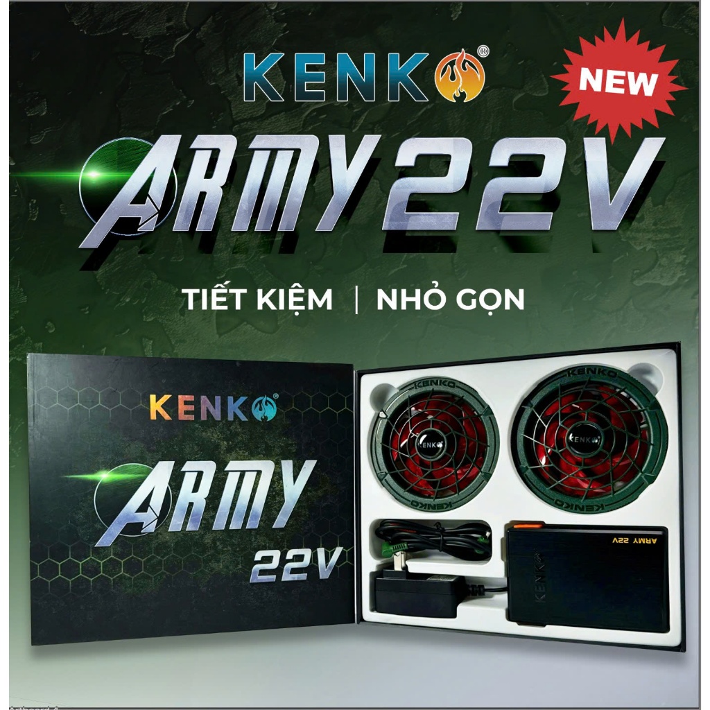 Bộ phụ kiện áo điều hòa KENKO 22v Eco tiết kiệm dung lượng 20000mAh,Pin quạt nhỏ gọn BH 12 tháng