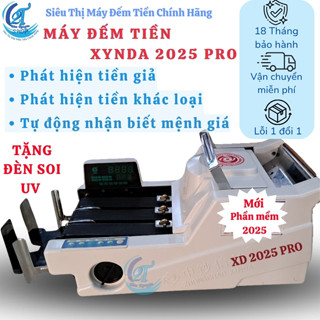Máy đếm tiền giá rẻ phát hiện tiền giả, phân loại mệnh giá XD 2025 Pro,đếm số tờ, tặng đèn soi uv
