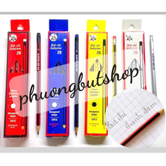 Hộp 10 bút chì Kahyma thanh đậm KH-068, chì gỗ mềm mịn viết êm