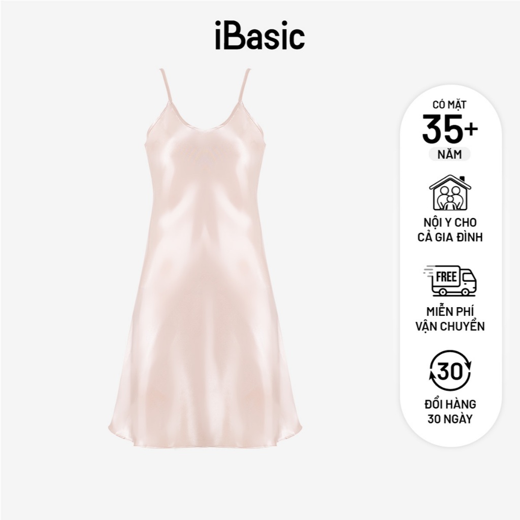 Đầm ngủ nữ iBasic hai dây lụa satin mềm mại 7916