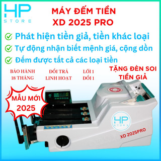 [TẶNG ĐÈN SOI TIỀN GIẢ] Máy đếm tiền phát hiện tiền giả, phát hiện tiền khác loại XD - 2025PRO